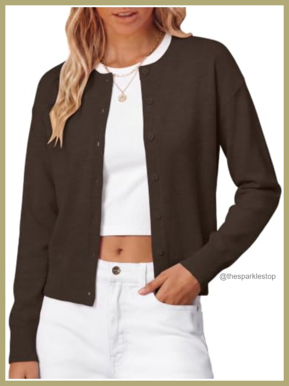 Wool Blend Cropped Cardigan Button Front Long Sleeve Knit Sweater